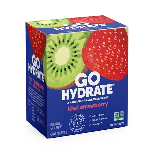 [BRSWGEDYBMNAIF3B] GoHydrate Instant Hydration Powder Packets - Low Sodium Electrolytes Drink Mix - Natural Hydration Support, Sugar Free Electrolyte Flavored Powder Drink with Vitamin D, 30 Packs, Kiwi Strawberry