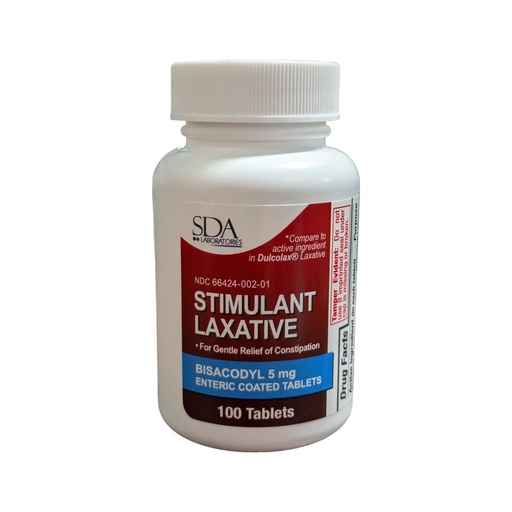 [BRSREBATCQIAO2TF] SDA LABORATORIES Bisacodyl 5 mg Stimulant Laxative Enteric Coated Tablets – Gentle Constipation Relief, Fast-Acting Bowel Movement Support, Trusted Formula for Regularity – 100 Count Bottle