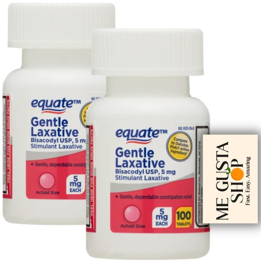 [BRSROFQ2BANQOCTK] Equate Gentle Laxative Tablets for Constipation, 100 Count, Total Bisacodyl 5 mg Pack of 02 200 Tablets + me Gusta Sticker