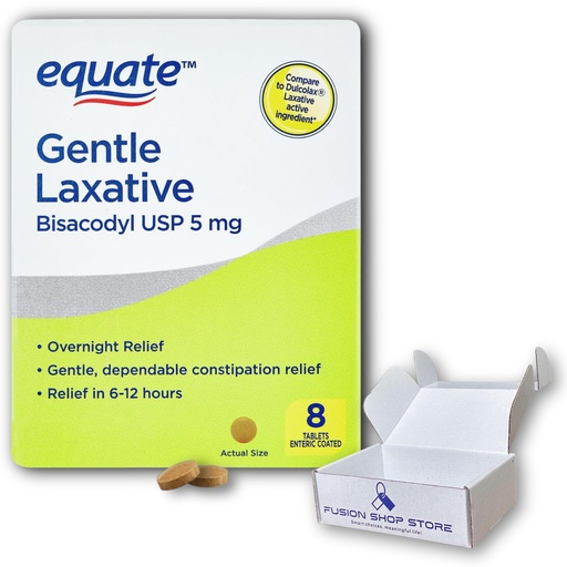 [BRSROGAOOANGAHTK] Gentle Laxative 5mg- Bisacodyl 5mg Tablets, 8ct (Pack of 1), Boxed By Fusion Shop Store