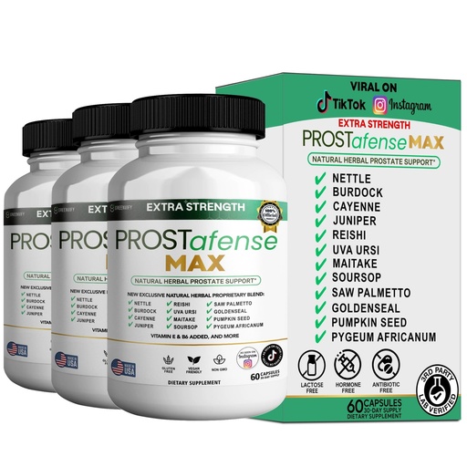 [BRSRE2Y5CIMQYAL4] Max Prostate Support Supplement - Natural Herbal Blend with Saw Palmetto Pumpkin Seed Pygeum Uva Ursi - Gluten Free Vegan Non-GMO - 60 Capsules (3)