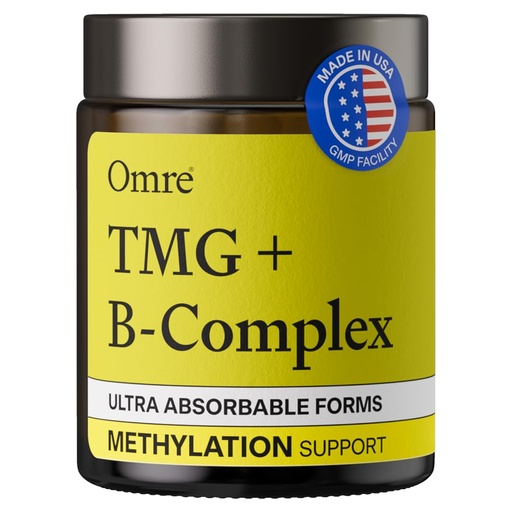 [BRSRGHYDOABGADQZ] OMRE - TMG (Trimethylglycine) 1000mg with Methyl B Complex — Supports Heart & Liver Health — Betaine Supplement, Vegan - Methyl Donor