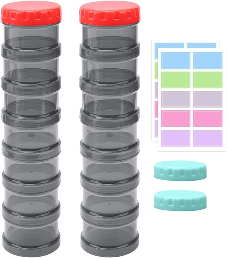 [BRSRMZYCDJ7REFY2] 2 Pack 7 Day Pill Organizer Case Stackable Weekly Supplements Vitamins Pills Holder Dispenser Large Translucent Black with Extra Lid