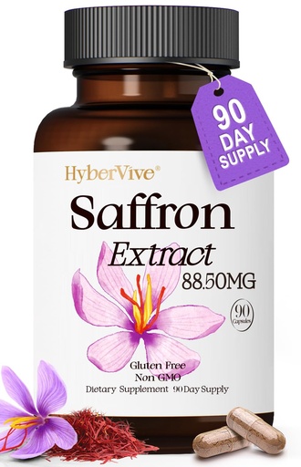 [BRSRAAA5CUPGOCL7] Saffron Supplements 88.5MG | 90 Vegan Capsules, Happy Saffron Extract for Mood Energy Eye Focus Support for Women & Men, 100% Pure Ingredients, Made in USA, Non-GMO & Gluten-Free