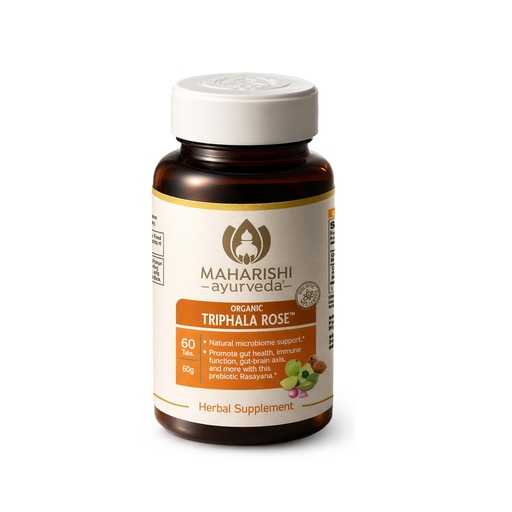 [BRSWKGAODEFRWGYV] Maharishi Ayurveda Organic Triphala Rose – 1000 mg, 60 Tabs – Herbal Supplement that Supports Microbiome & Immune Function, Promotes Gut Health & Digestion. 100% Organic | Non-GMO | USDA Certified.