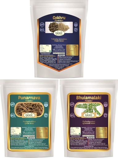 [BRSRAYY7CMMA2C3O] Generic ATS Gokhru, Punarnava and Bhuiamlaki Powder for Kidney Health - 300g (100g Each)
