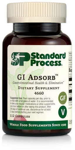 [BRSRMZLRPMIQO2Q2] Standard Process GI Adsorb - Gastrointestinal Health & Elimination Dietary Supplement - Digestion System Support - Gluten-Free, Non-Dairy & Non-Soy - 112 Capsules (28 Servings)