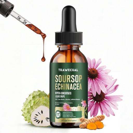 [BRSRAAAFOUHBMDIY] Soursop Bitters Liquid - Soursop Leaves & Fruit, Echinacea, Vitamin C, Turmeric, Zinc - for Immune Support, Digestive Health, Antioxidant & Cell Support, 2 FL OZ