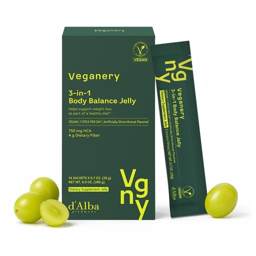 [BRSRGCYQBYHBMH36] 3-in-1 Body Balance Jelly 14 Sticks – Vegan Garcinia Cambogia & Dietary Fiber Supplement, Zero Sugar, Supports Healthy Metabolism, Shine Muscat Flavor, Korean Wellness Supplement