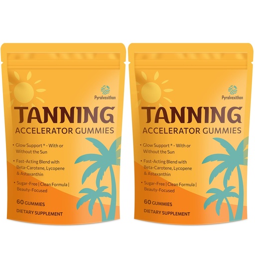 [BRSREFIRCIHWYELK] Tanning Gummies with Astaxanthin for Women and Men | Sunless Tanning Supplement with Beta Carotene, Lycopene, Collagen & Vitamins | Skin Radiance & Hydration | Vegan & Sugar Free - 120 Count