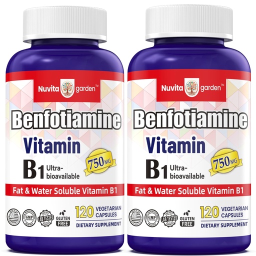 [BRSRACYNAEHWKDIZ] 2 Pack 750 mg Vitamin B1, Energy Production, Nervous System Health, 120 Capsules