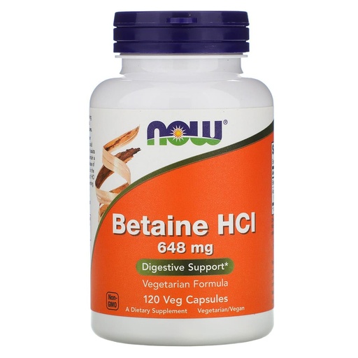 [BRSWIGYQCYGRS2IV] Now Foods Betaine HCl, 648 mg with 150 mg of Pepsin, 120 Capsules, 2 Pack