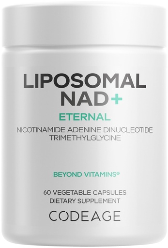 [BRSROZQPDINAIAYU] Codeage Liposomal NAD+ Supplement - NAD Nicotinamide Adenine Dinucleotide Coenzyme Pills - 500 mg NAD+ Per Serving & Betaine Anhydrous - Liposomal Delivery - Vegan, Non-GMO, Gluten-Free - 60 Capsules