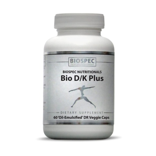 [BRSWIYA4CYMB4CTG] BIOSPEC NUTRITIONALS Bio D/K Plus - Vitamin D3 + K2 with 5000 IU of D3 and 200 mcg of Vitamin K2 (MK-7) in a lipsomal Base for Enhanced Absorption (60 Capsules)