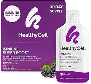 [BRSWYGQKDN4BS3Q3] Healthycell Immune Super Boost Daily Liquid Supplement - Immune Support Supplement for Adults with Echinacea, Elderberry, Vitamin C, Vitamin D, Calcium & Zinc - 30 Gel Packs