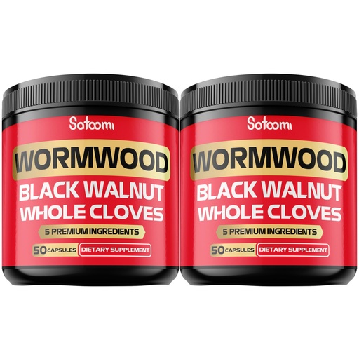 [BRSRAZAFAV5R6CDV] Satoomi [2 Packs - 50 Capsules - 5 in 1 Wormwood Capsules Supplement - Extracted from Black Walnut Whole Cloves Turmeric and Berberine HCl Immune System & Digestion Health
