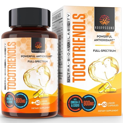 [BRSREYABBAIRSHL3] Kroppssund Tocotrienols 800mg Supplement | Cellular, Energy - 60 Liquid Capsules