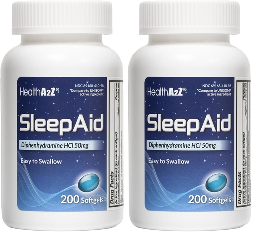 [BRSRGYA5OIOQIDTD] HealthA2Z® Sleep Aid | Diphenhydramine 50mg | 200 Softgels | Supports Deeper | Restful Sleeping (Pack of 2)