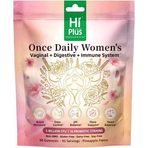 [BRSRGZQNPN7R63L7] Once Daily Women's Probiotics Gummies | 50 Billion CFU, 16 Strains | Supports Vaginal Health, pH Balance, Digestive, & Immune System | Non-GMO, Gluten-Free | 90 Count (45 Servings)