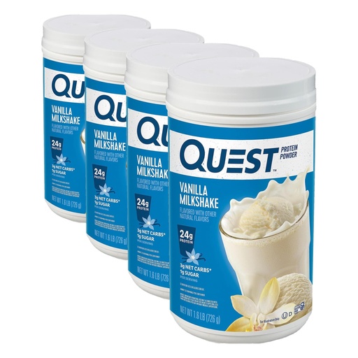 [BRSRGCD4BEPQEFLZ] Quest Nutrition Vanilla Milkshake Protein Powder, 24g of Protein, 1g of Sugar, Low Carb, Gluten Free, 1.6 Pound, 23 Servings (Pack of 4)