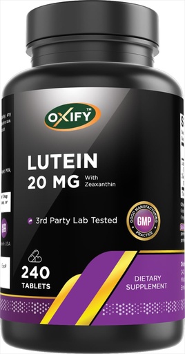 [BRSRGYAKDIDWKDLV] Oxify Lutein 20 mg | 240 Tablets | Gluten-Free, Non-GMO | Supplement Made in USA
