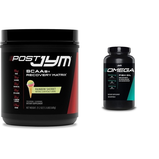 [BRSRAYYYORYWCCA2] Post JYM Active Matrix Post-Workout with BCAAs, Creatine HCL & Omega JYM Fish Oil with 1500mg DHA & EPA, 120 Softgels