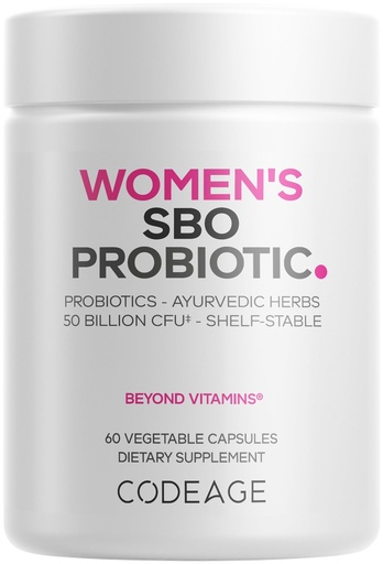 [BRSWGAY6BUBREEQU] Codeage Women’s Probiotics Supplement - 50 Billion CFUs - SBO Probiotics & Prebiotics - Cranberries - Feminine Health - Fermented Botanical Blend, Whole Food Supplement - Vegan, Non-GMO - 60 Capsules