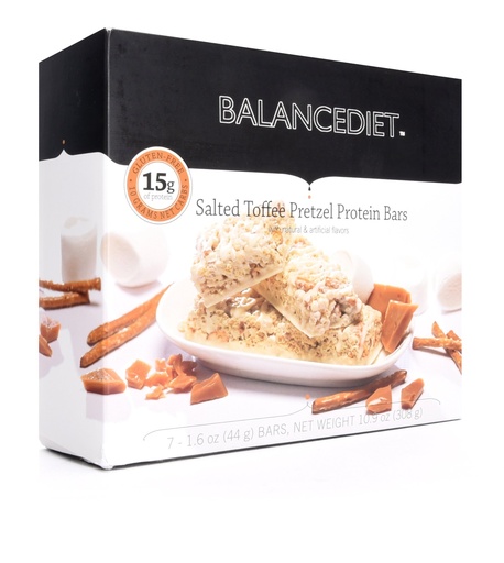 [BRSWG2T6AR5GY33K] BalanceDiet™ | Protein Bar | 15g of Protein | Low Carb | 7 Bar Box (Salted Toffee Pretzel)