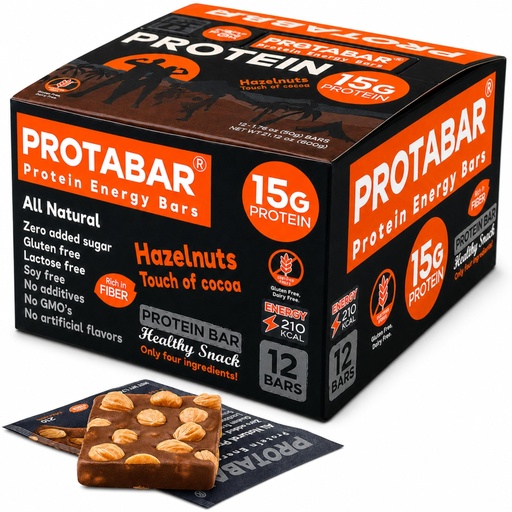 [BRSW2GD5OIMGYCDX] PROTABAR Egg White Protein Bars, 15g Protein, No Added Sugar, 12 Count | 4 simple ingredients with Deglet Nour dates and whole hazelnuts