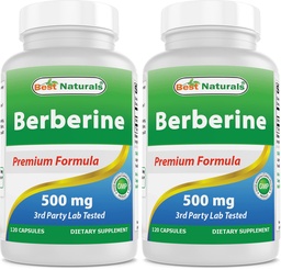 Best Naturals Berberine 500mg 120 Capsules - Supports Immune Function, Cardiovascular & Gastrointestinal Function (120 Count (Pack of 2))