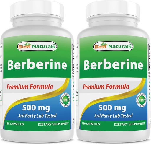 [BRSW2AY3BUHQ4HL6] Best Naturals Berberine 500mg 120 Capsules - Supports Immune Function, Cardiovascular & Gastrointestinal Function (120 Count (Pack of 2))