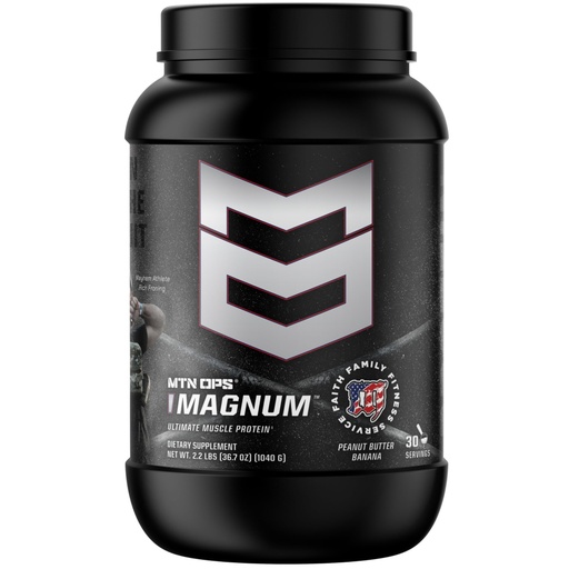 [BRSRGGIYAENQA2DZ] MTN OPS Magnum Protein Powder 23g Protein per Serving Whey Protein Blend with BCAAs Low Sugar Gluten Free 30 Servings Peanut Butter Banana