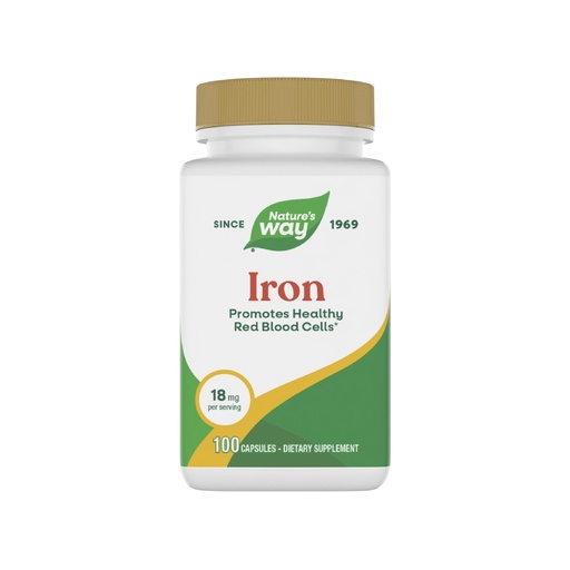 [BRSWIYQTPMIR2AA7] Nature's Way Iron, Promotes Healthy Red Blood Cells*, 18 mg from Iron Gluconate Per Serving, Gluten Free, 100 Capsules (Packaging May Vary)