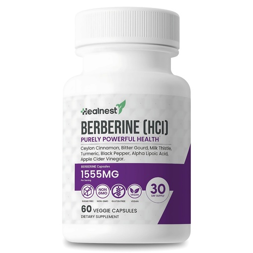 [BRSRAGT5CAGQOEI2] Berberine HCl 500 mg with Ceylon Cinnamon, Turmeric, Milk Thistle, Bitter Gourd & Alpha Lipoic Acid - Non-GMO, Gluten Free, Vegan Capsules - 60 Count