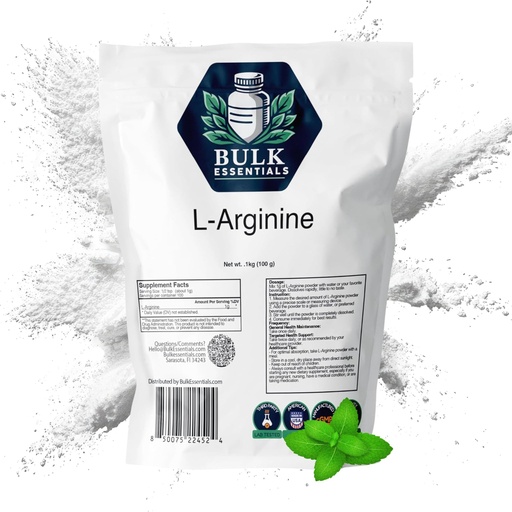 [BRSREFLQPIAQAEY3] L-Arginine Powder – Unflavored 100g for Nitric Oxide Production & Maintain Blood Flow – USA Made Nitric Oxide Supplements for Men & Women, Free from GMO & Gluten – 1g Per Serving