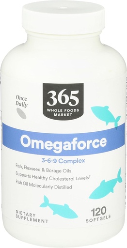 [BRSWGZQCB56WYDTL] 365 by Whole Foods Market, Omegaforce 3 6 9 Complex, 120 Softgels