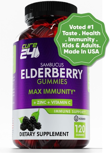 [BRSRMFIRAEAQ4EQV] Elderberry Gummies with Vitamin c and zinc 120 Count