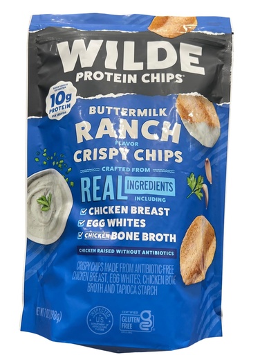 [BRSRYYI5A55RQ3LB] Wilde Protein Chips Buttermilk Ranch Flavor, Crispy Protein Chips – Made with Real Chicken & Egg Whites, High Protein Snack, Gluten Free, Ranch Seasoned Chips