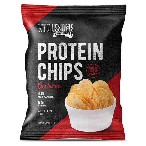 [BRSWGAYCB4PB4ELA] Protein Chips, 14g Protein, 3g-4g Net Carbs, Gluten Free, Keto Snacks, Low Carb Snacks, Protein Crisps, Keto-Friendly, Made in USA (Barbecue, 4 Pack)