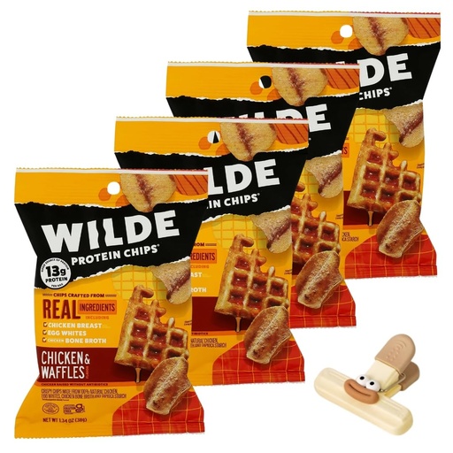 [BRSRGBDRDEMRSHTP] Wilde Protein Chips – 4 Bags Protein Snacks for Adults – Healthy Chips and Keto Chips – Protein Snack Alternative to Popcorners, Whisps and Kale Chips with Plastic a Random Item