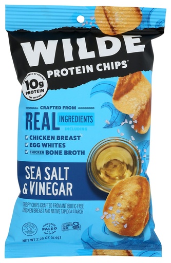 [BRSRMYI3AUMQM3DZ] Sea Salt and Vinegar Chicken Chips by Wilde Chips, Thin and Crispy, High Protein, Certified Paleo, Made with Real Chicken, 2.25oz Bag (12 Pack)