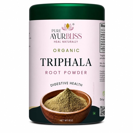 [BRSRGZTRCV6GYET4] 100% Organic Triphala Powder, Ayurvedic Blend with Amla and Haritaki Powder, and Bibhitaki for Gut Health, Digestive Health, Body Detox and Internal Cleansing - 8oz Tin Box