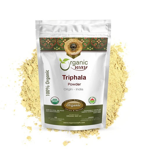 [BRSW2ZYRO56RO3I2] Organic Way Triphala Herbal Powder - Amla, Haritaki & Bibhitaki Formula | Kosher & USDA Certified | Vegan, Non-GMO & Gluten Free | Tested for Heavy Metal and Purity | 100% Raw from India (1LBS / 16Oz)