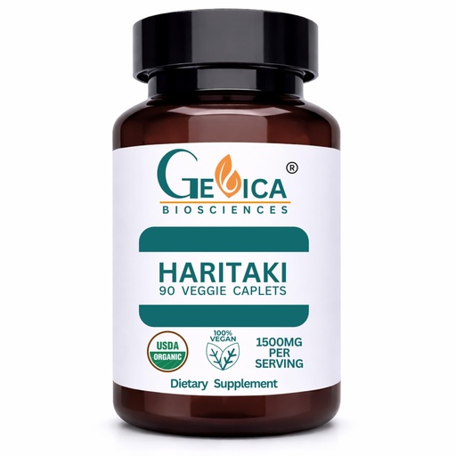 [BRSRGHYKCUFRGCA3] Haritaki – USDA Organic, 1500 mg per Serving, Terminalia Chebula Whole Fruit Powder, No Extract, NPOP & BioAgriCert Certified, 90 Caplets