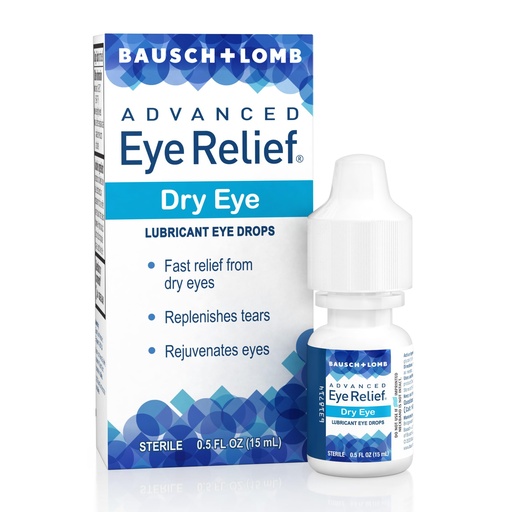 [BRSWIYQOAABBKGY3] Advanced Eye Relief Lubricant Drops from Bausch & Lomb, for Dry Eyes & Redness Relief, 0.5 Fl Oz (15 mL)