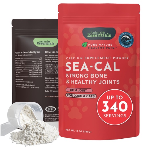 [BRSWIYT3AIEBW23A] Animal Essentials Sea-Cal - Pure Seaweed Calcium Powder for Dogs with Magnesium, Joint Supplement for Dogs & Cats for Healthy Bones & Teeth, Joint Health, Vegan Icelandic Seaweed Calcium - 12 oz