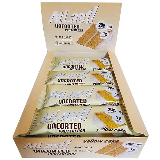 [BRSRGY36OQFWYET4] AtLast! Nutrition Yellow Cake Protein Bars, 20g Protein, 1g Sugar, 3g Net Carb, Gluten Free, Keto Friendy, 12 Count