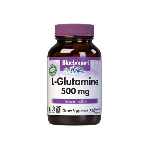 [BRSWIYQZBQOB6FAZ] Bluebonnet Nutrition L-Glutamine 500mg, Supports Immune Function, Nitrogen Transporter, Soy & Gluten-Free, Non-GMO, Kosher Certified, Vegan, 50 Vegetable Capsules, White, 50 Count