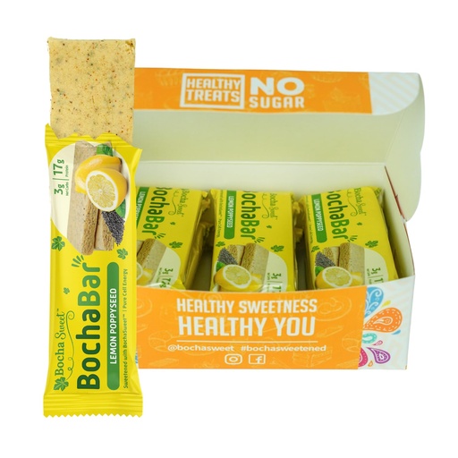 [BRSWYAA2A5YQEDY4] BochaSweet Keto Protein Bar, Lemon Poppyseed BochaBar, 17g Grass Fed Collagen, Low Carb, Keto-Friendly, Gluten Free, 12 Count