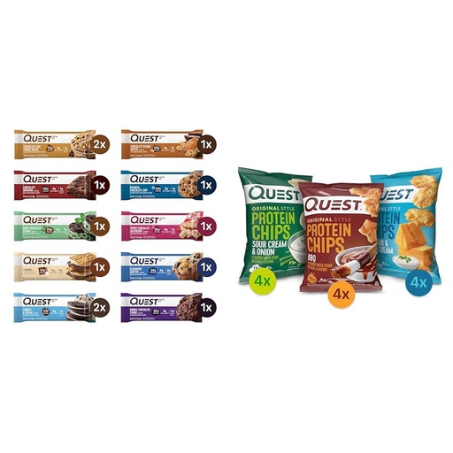 [BRSROBL3DMMR6YDF] Quest Nutrition Ultimate Variety Pack Protein Bars & Protein Chips Variety Pack, (BBQ, Cheddar & Sour Cream, Sour Cream & Onion)